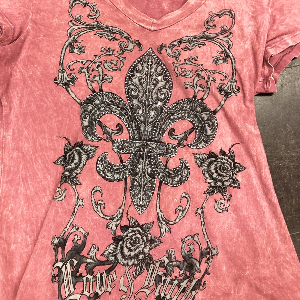 pink Y2K rhinestone shirt
